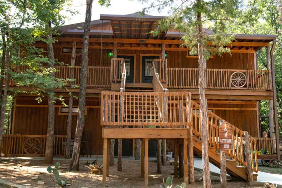 Exterior of a large multifamily wooden cabin